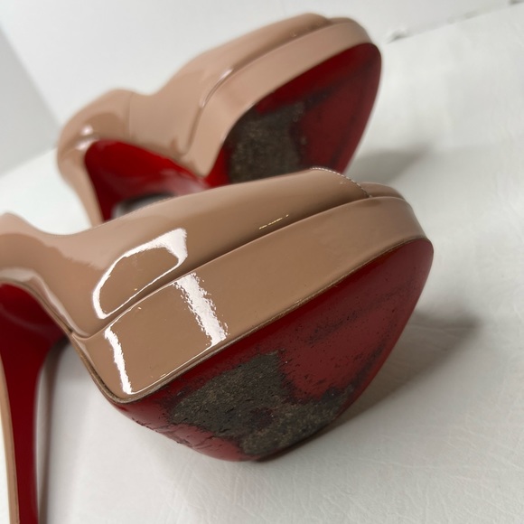 Christian Louboutin Jenny 150mm Nude Patent Platform Pumps Heels size 38.5 - Picture 6 of 8